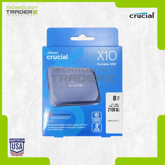 ** CT8000X10SSD9 Crucial X10 8TB USB-C USB 3.2 Portable External SSD **