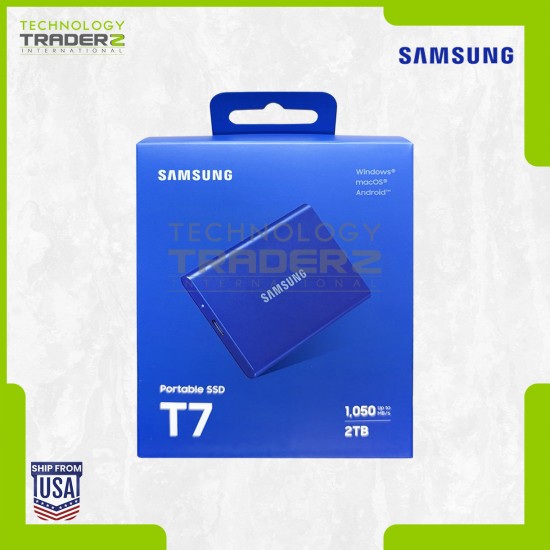** Samsung T7 Portable SSD T7 2TB USB 3.2 Gen 2 1,050MB/s - Blue MU-PC2T0H/AM **