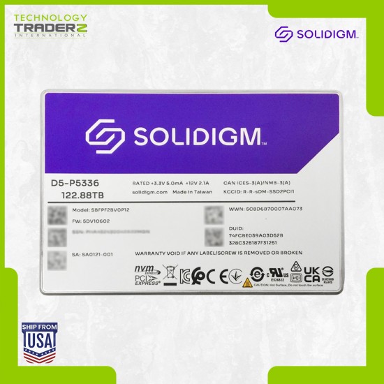 ** SBFPF2BV0P12 Solidigm D5-P5336 122.88TB PCIe 4.0 U.2 NVMe SSD **