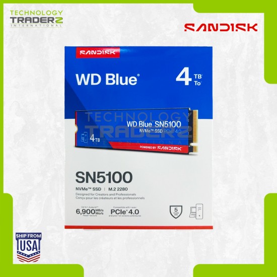 ** WDS400T5B0E SanDisk WD Blue SN5100 4TB PCIe 4.0 NVMe M.2 2280 SSD **