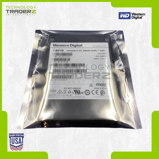 ** WUS4BB076D7P3E3 Western Digital DC SN640 7.68TB PCIe 3.1 NVMe U.2 2.5" SSD **