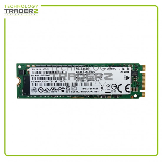 16-101076-01 Cisco 240GB 5100 Pro SATA 6Gbps M.2 SSD MTFDDAV240TCB-1AR1ZABCI