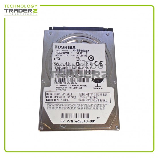 0-Hours 462540-001 HP 250GB 5.4K SATA 3G 2.5" HDD MK2546GSX HDD2D90 *New Other*