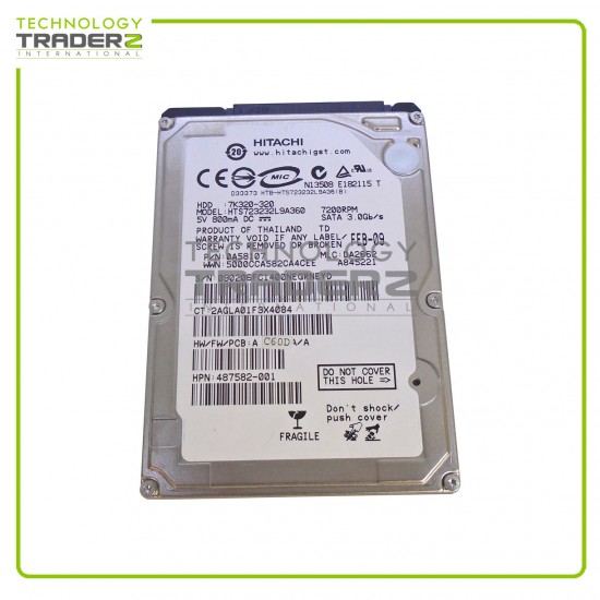 487582-001 HP 320GB 7.2K SATA 3G 2.5" Hard Drive HTS723232L9A360