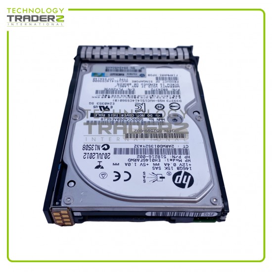 LOT OF 2 652605-B21 HP 146GB 15K SAS SC 6G 2.5" Hard Drive 653950-001 518216-002