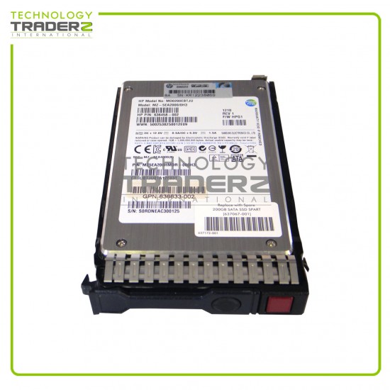 636458-002 HP 200GB 3G SATA MLC 2.5" SC Ent SSD 653118‐B21 653966‐001