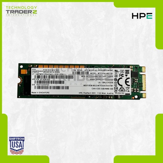 871628-002 HPE 480GB SATA 6Gbps RI M.2 2280 DS Solid State Drive MTFDDAV480TBY