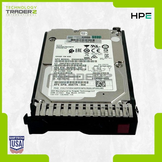 872842-B21 HPE 300GB 15K SAS 12Gbps 2.5” HDD 867254-001 868774-004 W/ Blank Tray
