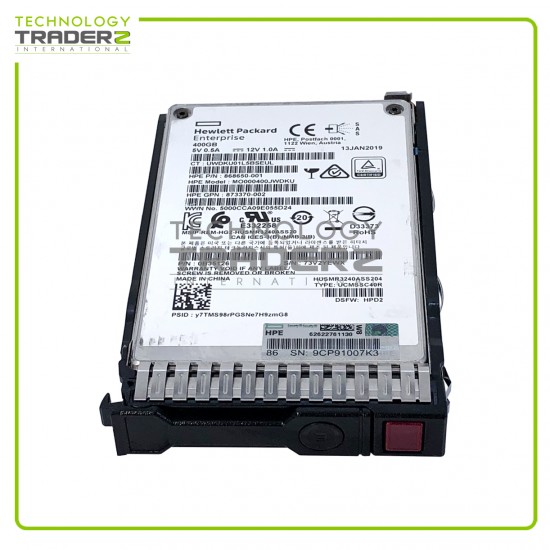 873359-B21 HPE 400GB SAS 12Gb MU 2.5 SC SSD 868650-001 873370-002 W-Blank Tray