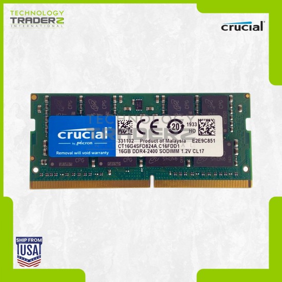 CT16G4SFD824A Crucial 16GB PC4-19200 DDR4-2400MHz Non ECC SoDimm Dual Rank RAM