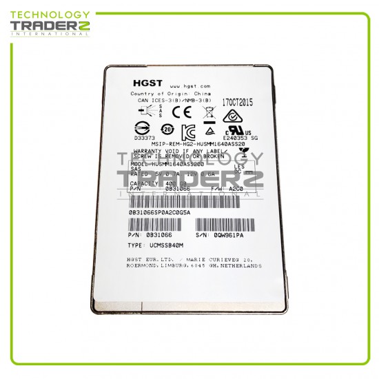 HUSMM1640ASS200 HGST 400GB MLC SAS 12Gbps ME 2.5” Solid State Drive 0B31066