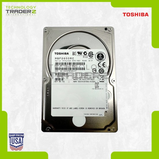 MBF2600RC Toshiba 600GB 10K SAS 6Gbps 16MB Cache 2.5” Hard Drive CA07173-B400