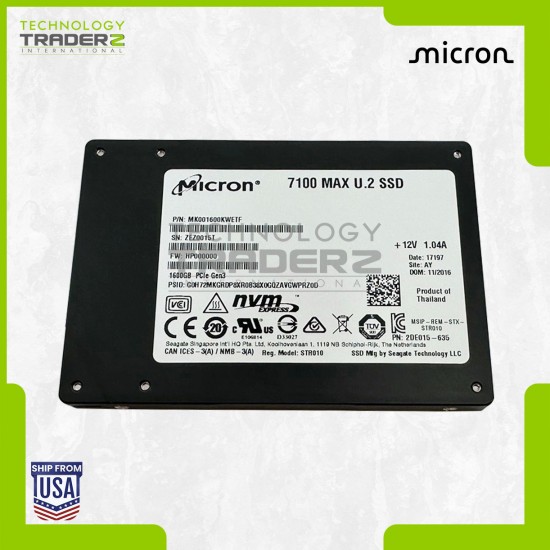 MK001600KWETF Micron 7100 MAX 1.6TB PCIe Gen3 2.5" Solid State Drive **Pulled**