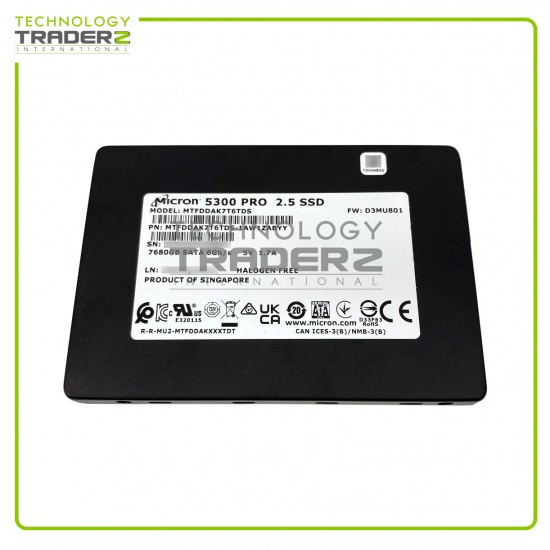 ** MTFDDAK7T6TDS Micron 5300 Pro 7.68TB SATA 6Gbps 2.5" Solid State Drive**