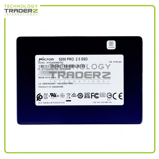 ** MTFDDAK960TDD Micron 5200 PRO 960GB TLC SATA 6Gb RI 2.5" Solid State Drive**