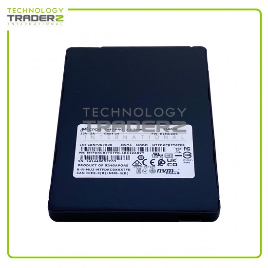 0-Hour MTFDKCB7T6TFR-1BC1ZABYY Micron 7450 Pro 7.68TB TLC PCIe NVMe 2.5" SSD