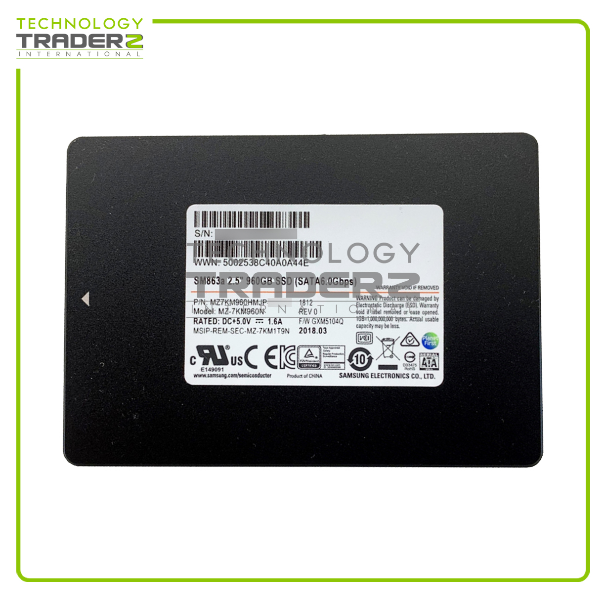 MZ-7KM960N Samsung 960GB SM863a SATA 6Gbps 2.5