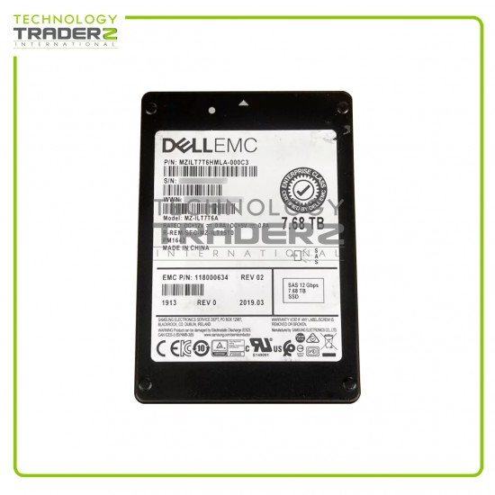 ** MZ-ILT7T6A Samsung EMC 7.68TB SAS 12Gb/s 2.5" Solid State Drive 118000634 **