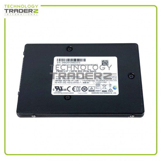 MZQLB7T6HMLA-00007 Samsung PM983 7.68TB TLC PCI-E NVMe U.2 2.5” SSD MZ-QLB7T60 MZQLB7T6HMLA-00007 Samsung PM983 7.68TB TLC PCI-E NVMe U.2 2.5” SSD MZ-QLB7T60