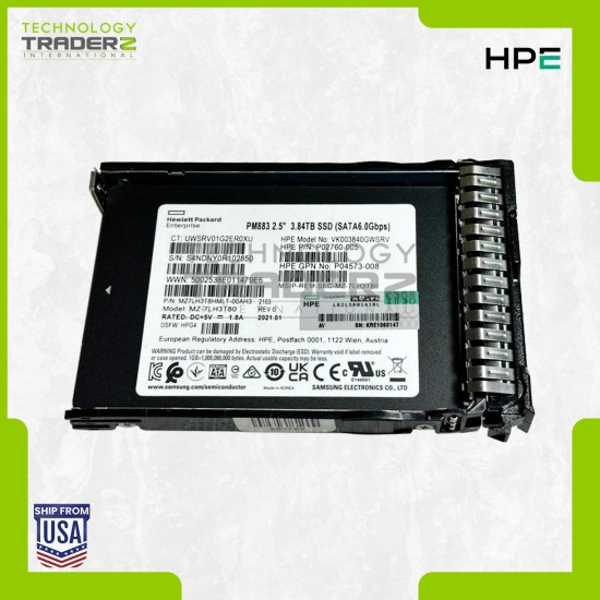 P04570-B21 HPE 3.84TB SATA 6G RI SC 2.5” SSD P02760-005 P04573-008 W/ Blank Tray