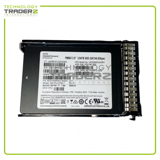 0-Hours P04570-B21 HPE 3.84TB TLC SATA 6Gb RI SC 2.5” SSD P02760-005 P04573-008