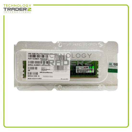 P06033-B21 HP 32GB PC4-25600 DDR4-3200MHz ECC 2Rx4 Smart Memory *Factory Sealed*