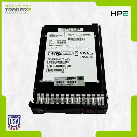 P10222-B21 HPE 1.6TB MLC PCI E 3.0 x4 NVMe MU 2.5” SSD P09770-002 P10470-001