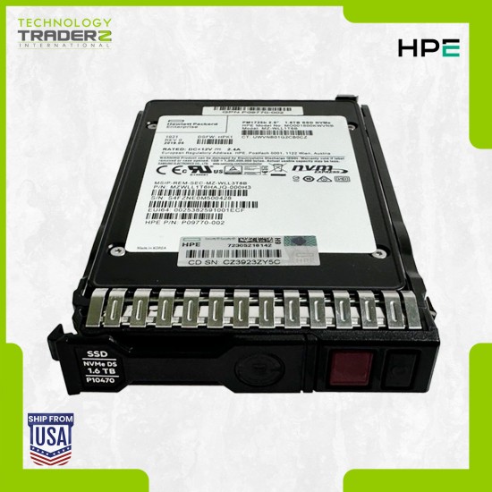 P10222-B21 HPE 1.6TB MLC PCI E 3.0 x4 NVMe MU 2.5” SSD P09770-002 P10470-001