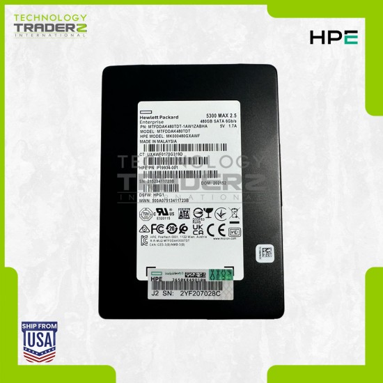 P19934-001 HP 480GB SATA 6Gbps Hot Swappable RI 2.5” SSD MTFDDAK480TDT-1AW1ZABHA