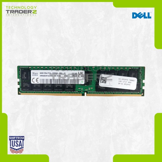 P2MYX Dell 64GB PC4-25600 DDR4-3200MHz ECC REG Dual Rank Memory HMAA8GR7AJR4N-XN