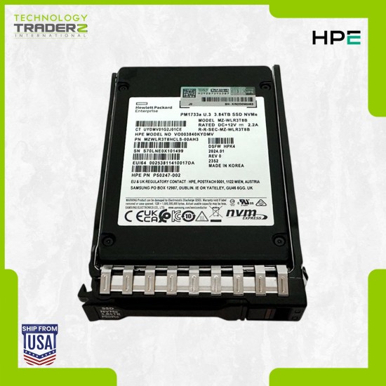 P50219-B21 HPE PM1733A 3.84TB NVMe U.3 RI 2.5" SSD P50956-001 MZ-WLR3T8B