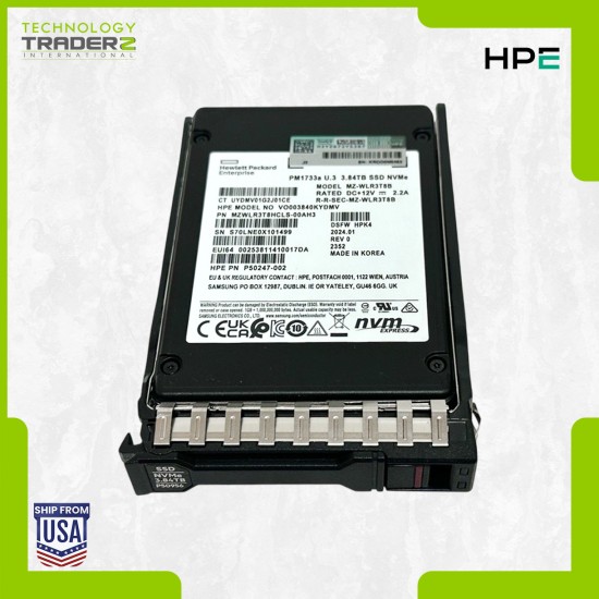 P50219-B21 HPE PM1733A 3.84TB NVMe U.3 RI 2.5" SSD P50956-001 MZ-WLR3T8B