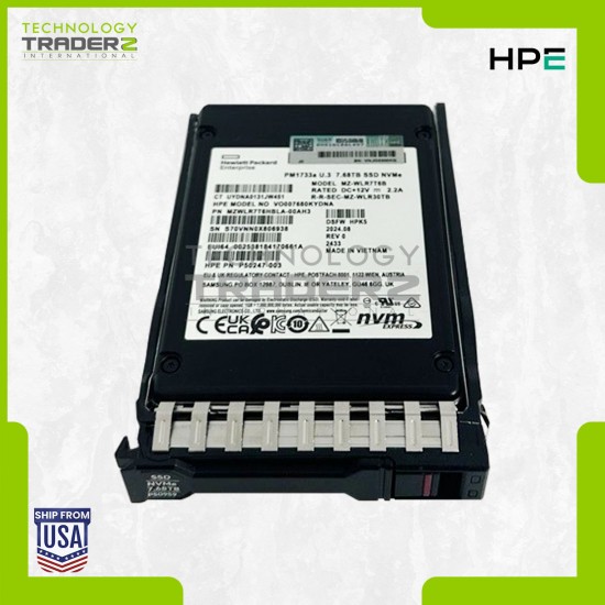 P50222-B21 HPE PM1733A 7.68TB PCI-E NVMe U.3 RI 2.5" SSD P50959-001 P50247-003