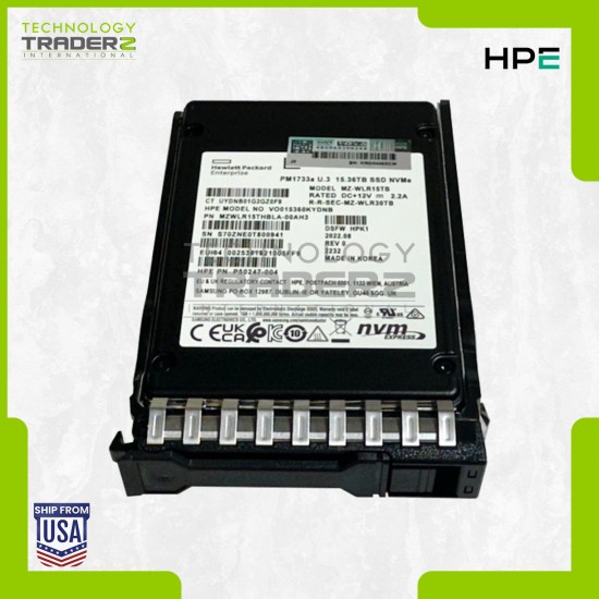 P50224-B21 HPE PM1733a 15.36TB U.3 PCI E NVMe 4.0 2.5" SSD P50247-004 MZ-WLR15TB