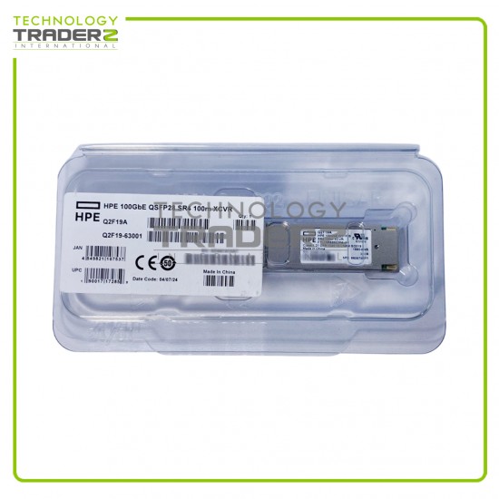 Q2F19A HPE 100GbE QSFP28 SR4 100M XCVR Transceiver Q2F19-63001 **NOB**