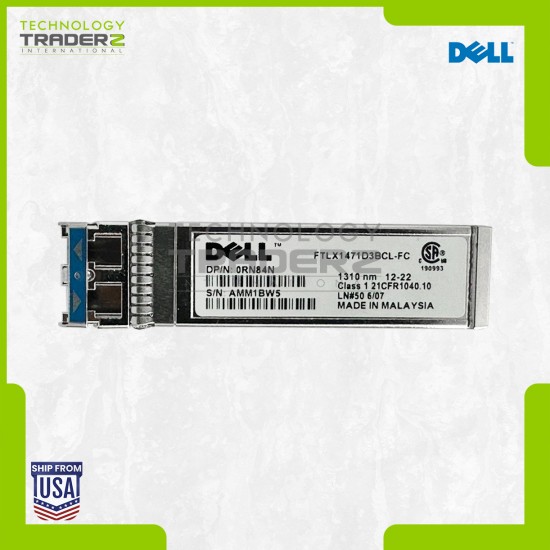 RN84N Dell 10Gbps Single-mode Fiber 10km 1310nm LC Connector SFP+ Transceiver
