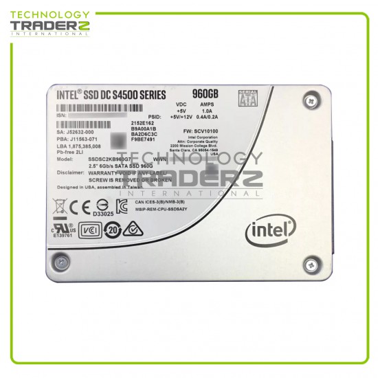 ** SSDSC2KB960G7 Intel DC S4500 Series 960GB SATA 6Gbps TLC 2.5" SSD **