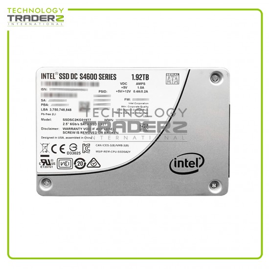 ** SSDSC2KG019T7 Intel DC S4600 1.9TB SATA 6Gbps 2.5" Solid State Drive**