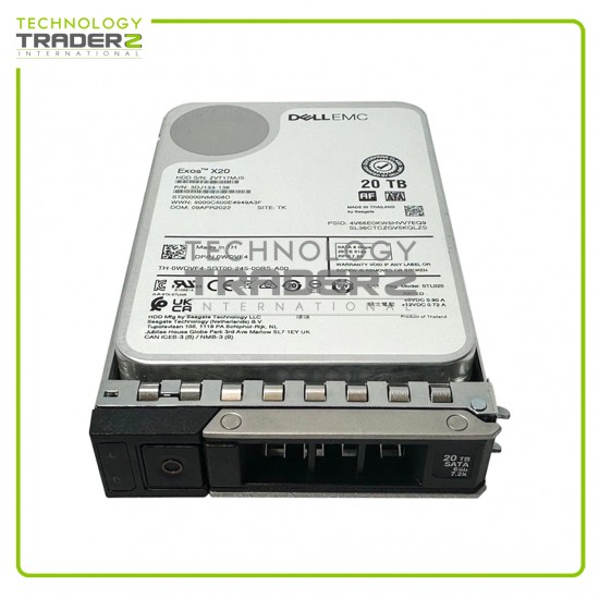 WDVF4 Dell 20TB 7.2K SATA 512e 6Gbps 3.5” HDD 0WDVF4 3DJ133-136 ST20000NM008D