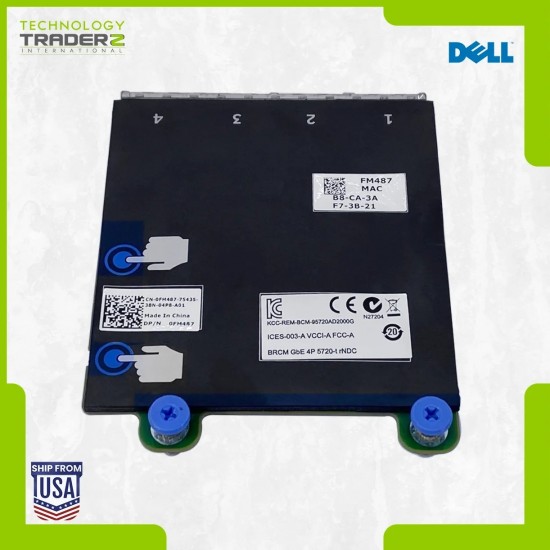LOT OF 2 Dell FM487 Broadcom 5720 4-Ports 1000Base-T 1Gbps PCI-E Daughter Card | TechnologyTraderz