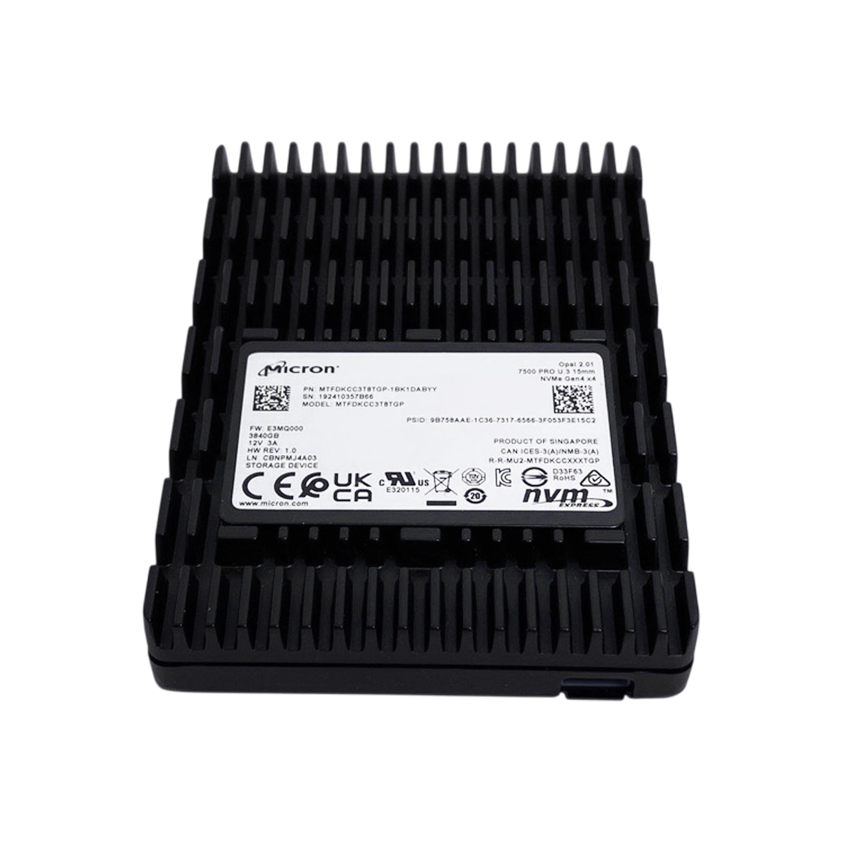 0-Hour Micron MTFDKCC3T8TGP-1BK1DABYY 7500 Pro 3.84TB TLC PCI-E NVMe 2.5-in SSD | TechnologyTraderz