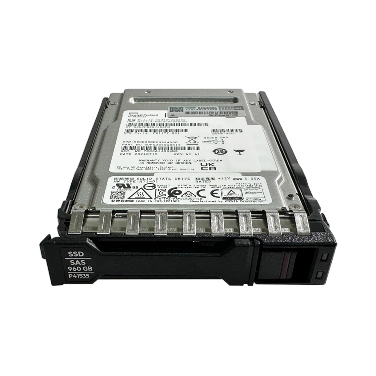 HPE P40510-B21 960GB SAS MU SFF BC VS MV SSD P61177-001 P41535-001 KRM7XVUG960G